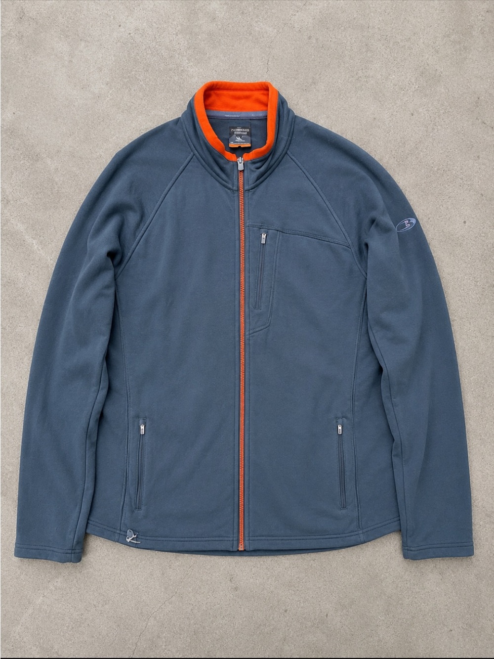 Icebreaker Merino Wool Full Zip Jacket Men XL Mock Neck Gray Orange Trim FLAW